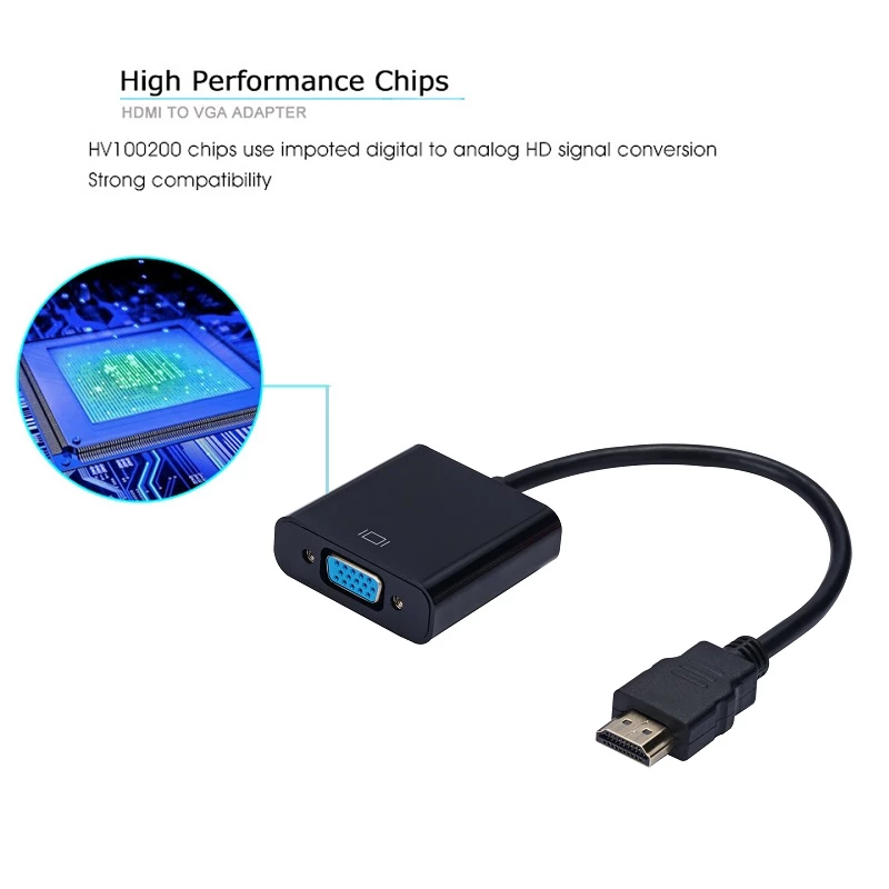 Adaptador 1080P HDMI-compatible to VGA Adapter For Xbox PS4 PC
